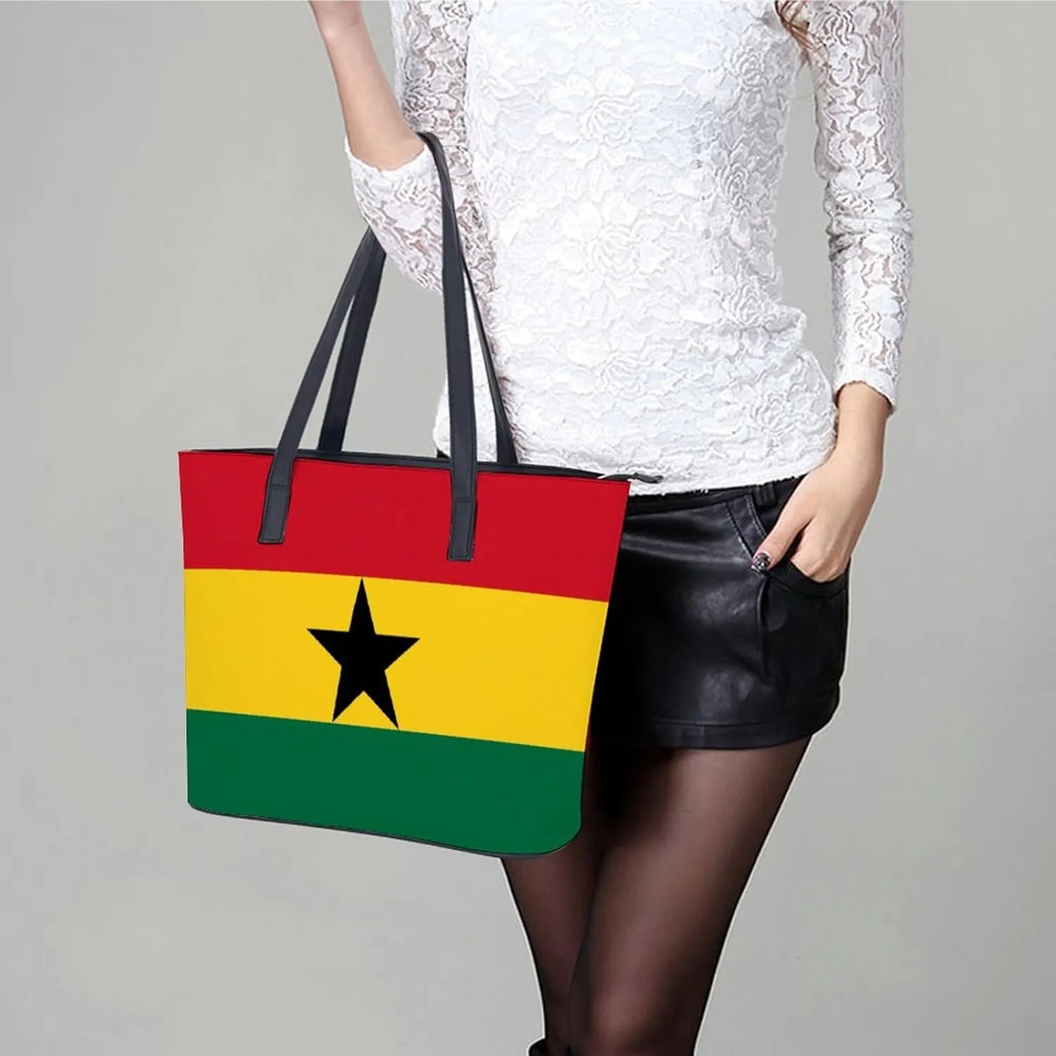 Trendy Hungary Flag Zipper Shoulder Bag Women Stylish Leather Tote for Daily Use