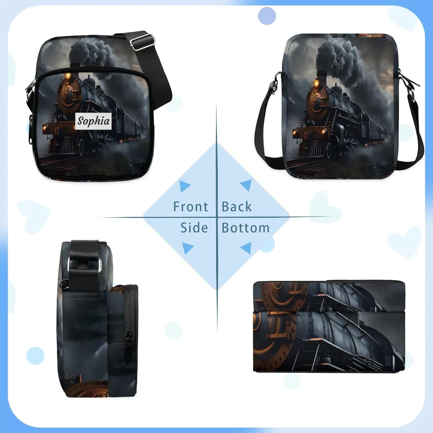 TropicalLife Personalized Crossbody Bag for Women Men Custom Name Messenger Bags