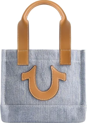 True Religion Tote Bag, Women's Mini Travel Shoulder Bag with Adjustable Strap and Horseshoe Logo