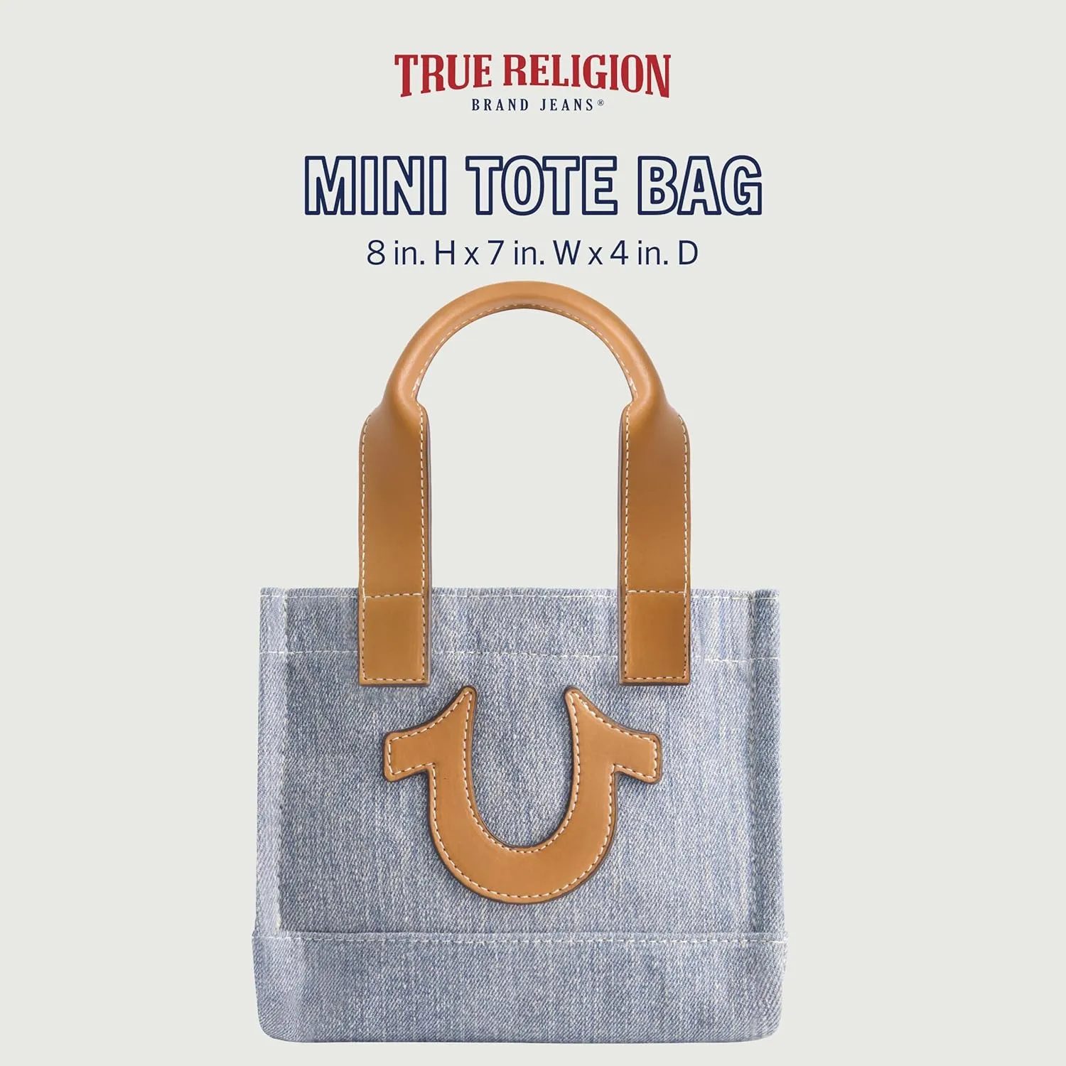 True Religion Tote Bag, Women's Mini Travel Shoulder Bag with Adjustable Strap and Horseshoe Logo