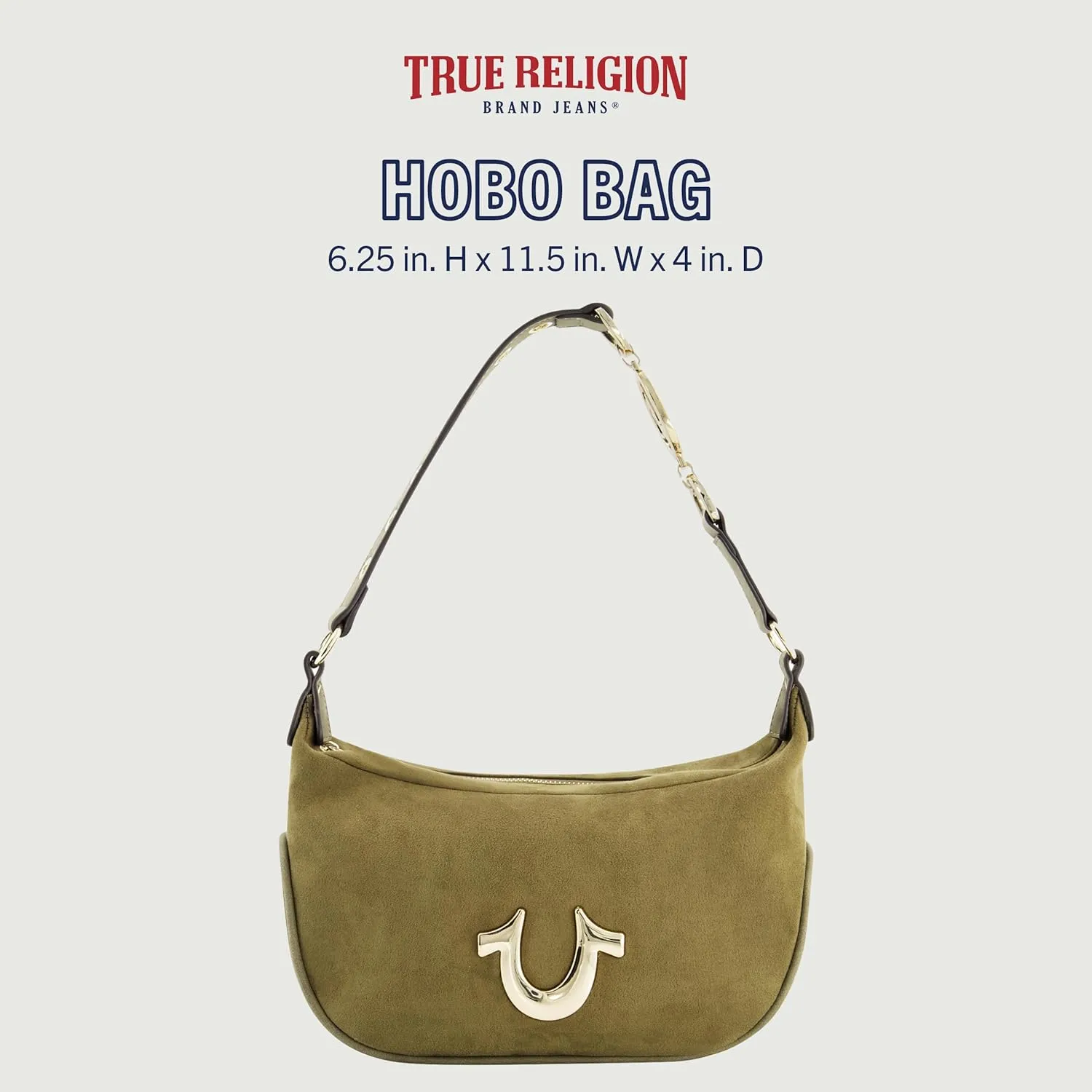 True Religion Women's Shoulder Bag Purse, Hobo Handbag with Eyelet Strap