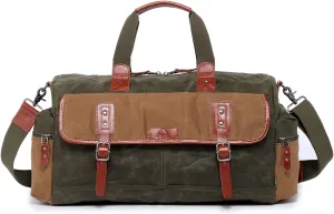 TSD Brand Stone Creek Waxed Canvas Duffel Bag (Olive)