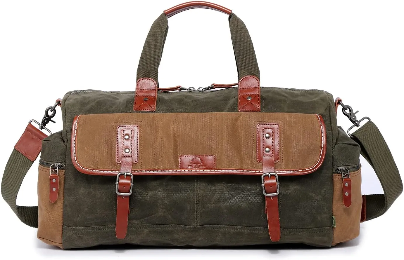 TSD Brand Stone Creek Waxed Canvas Duffel Bag (Olive)