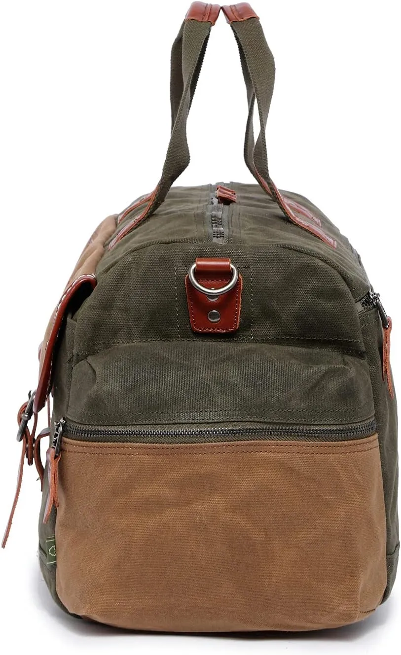 TSD Brand Stone Creek Waxed Canvas Duffel Bag (Olive)