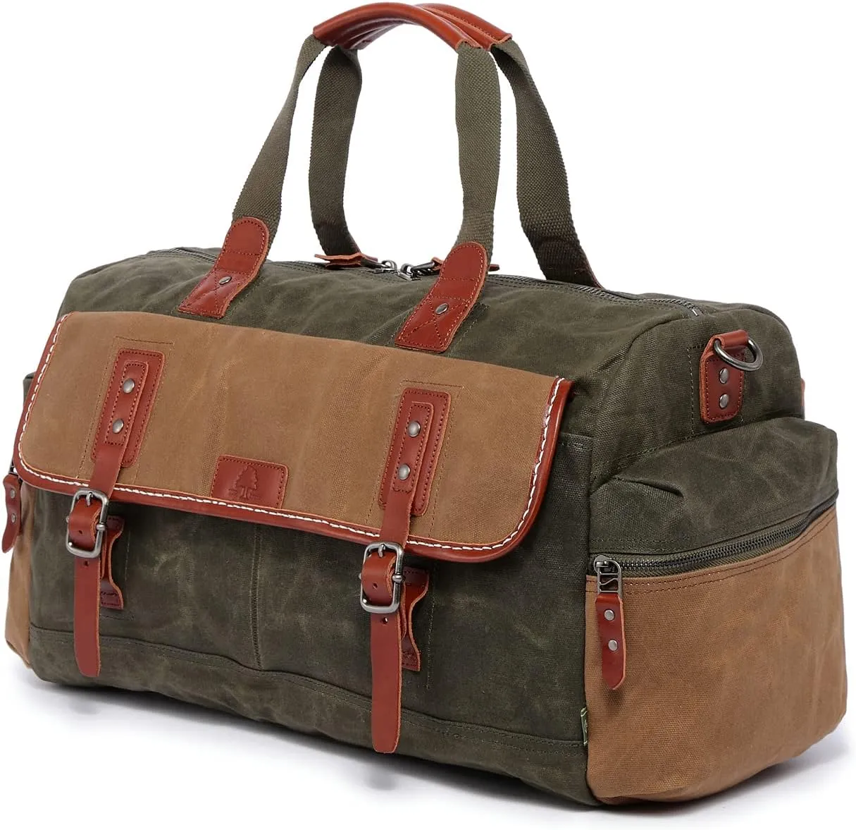 TSD Brand Stone Creek Waxed Canvas Duffel Bag (Olive)