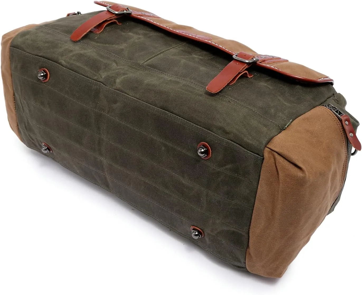 TSD Brand Stone Creek Waxed Canvas Duffel Bag (Olive)