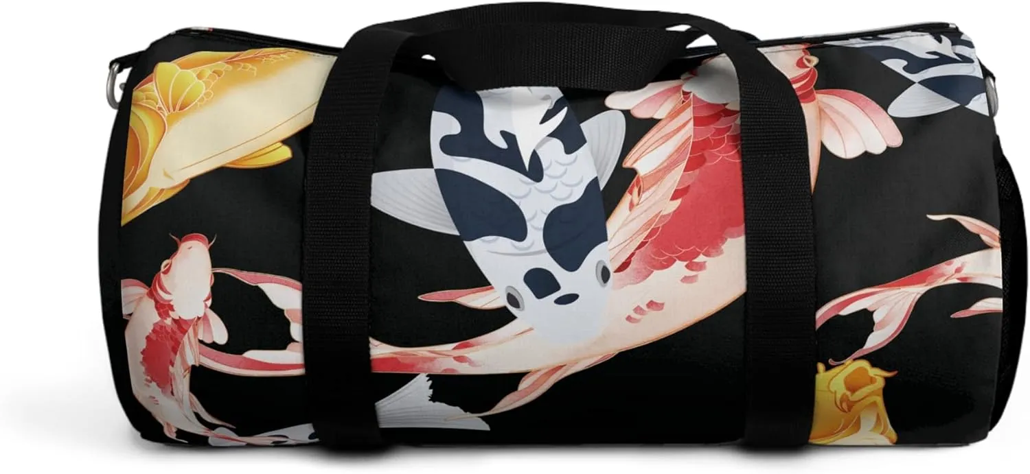 TSmartArt Koi Pond. Black Duffel Bag 19" | 23"