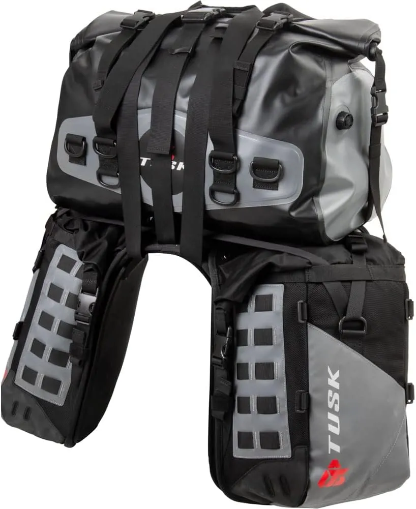 Tusk Highland X2 Rackless Luggage System w/Medium Dry Duffel Tail Bag KTM/Husky 690-701 Heat Shield for Husqvarna 701 Enduro 2016-2022