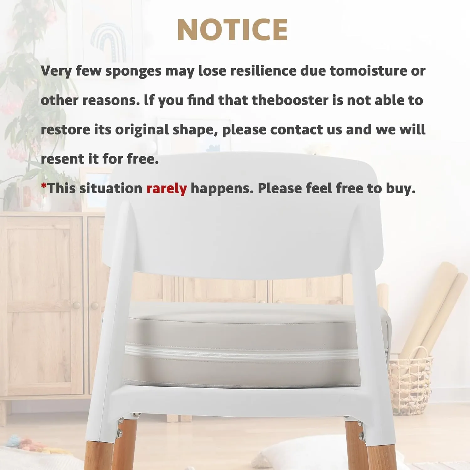 U-Shaped Toddler Booster Seat for Kitchen Chair (Big Size) Dining Table, Portable Waterproof PU Material Kids Booster Seat with Safety Buckles, High Cushion for Travel with Non-Slip Bottom