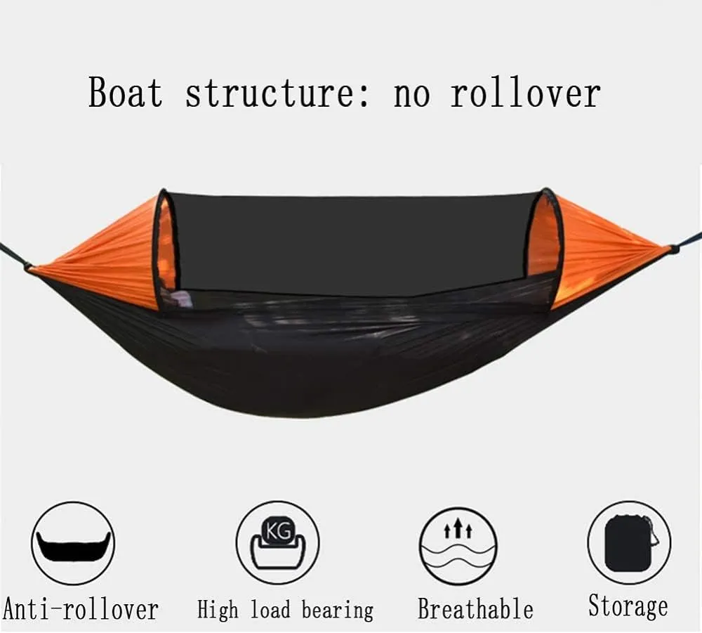 Ultralight, Portable, Anti-roll Nylon 1/2 Person Mosquito Net Camping Hammock for Camping, Hiking, Beach, Garden, Travel-Green