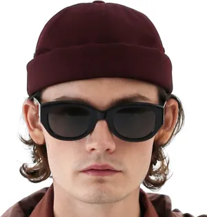 UNDERCONTROL Vintage Brimless Sailor Fisherman Leon Hat Miki Skull Docker Leather Strap Beanie Cap for Men & Women Korea