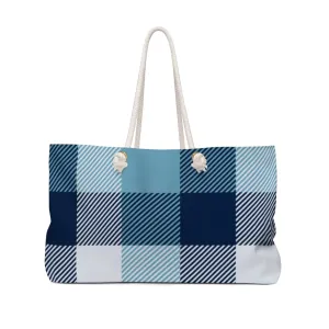 Uniquely You Weekender Tote Bag,  Blue/White Plaid