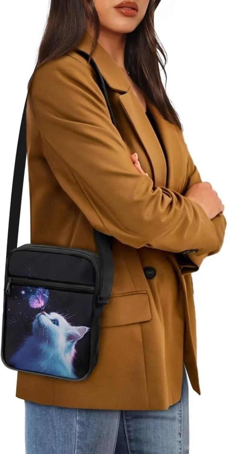 Unisex Fashion Messenger Bag Small Lightweight Crossbody Shoulder Purse Zip Cross Body Satchel with Muti Pockets