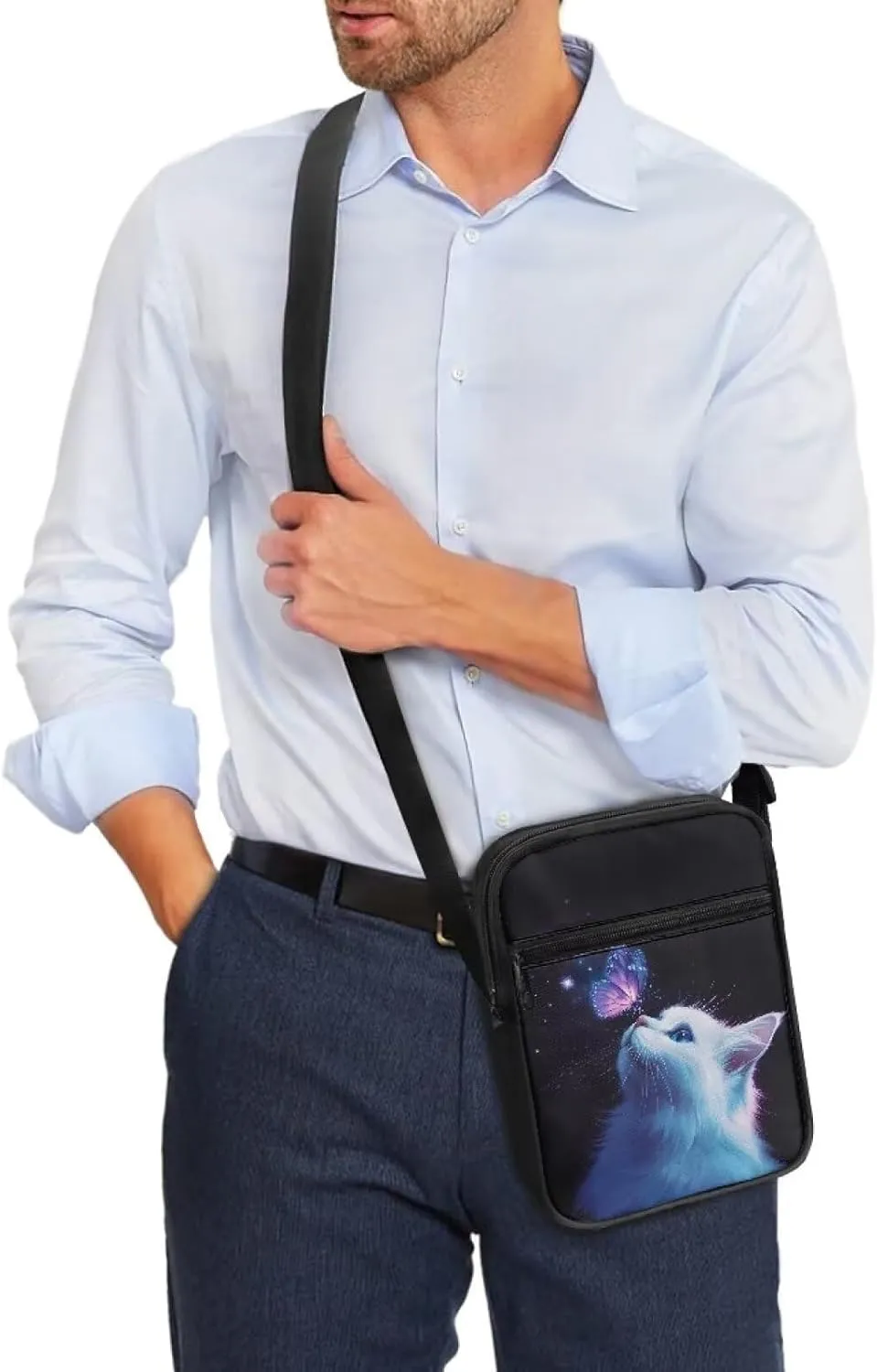 Unisex Fashion Messenger Bag Small Lightweight Crossbody Shoulder Purse Zip Cross Body Satchel with Muti Pockets