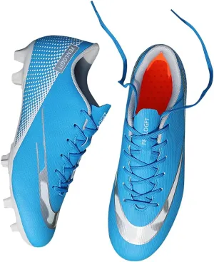 Unisex Sizes Leather Soccer Cleats with Lace-Up for Training Firm Ground & Turf - Men, Women, Boys & Girls American Football Shoes Boot