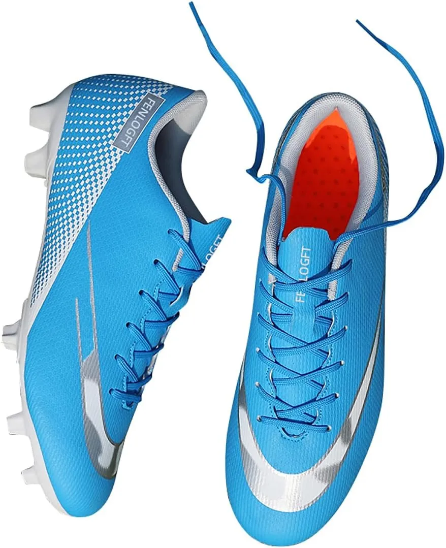 Unisex Sizes Leather Soccer Cleats with Lace-Up for Training Firm Ground & Turf - Men, Women, Boys & Girls American Football Shoes Boot