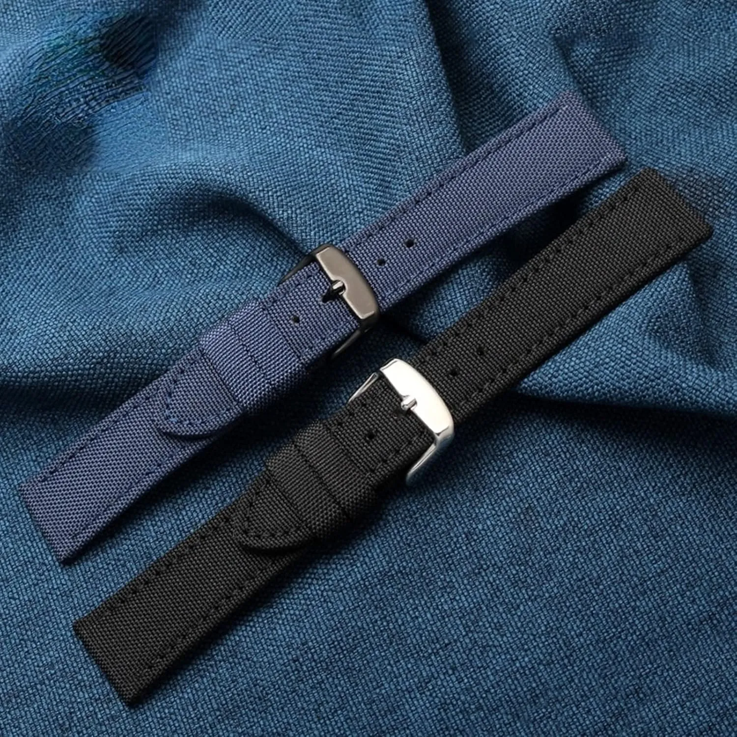Universal Strap,18-24mm Nylon Genuine Leather Splicing Waterproof Watchband Bracelet Sweat Absort Watch Strap Replacement for Dial Quartz Watch