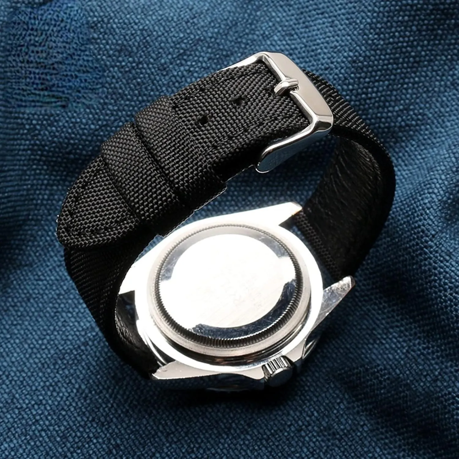 Universal Strap,18-24mm Nylon Genuine Leather Splicing Waterproof Watchband Bracelet Sweat Absort Watch Strap Replacement for Dial Quartz Watch