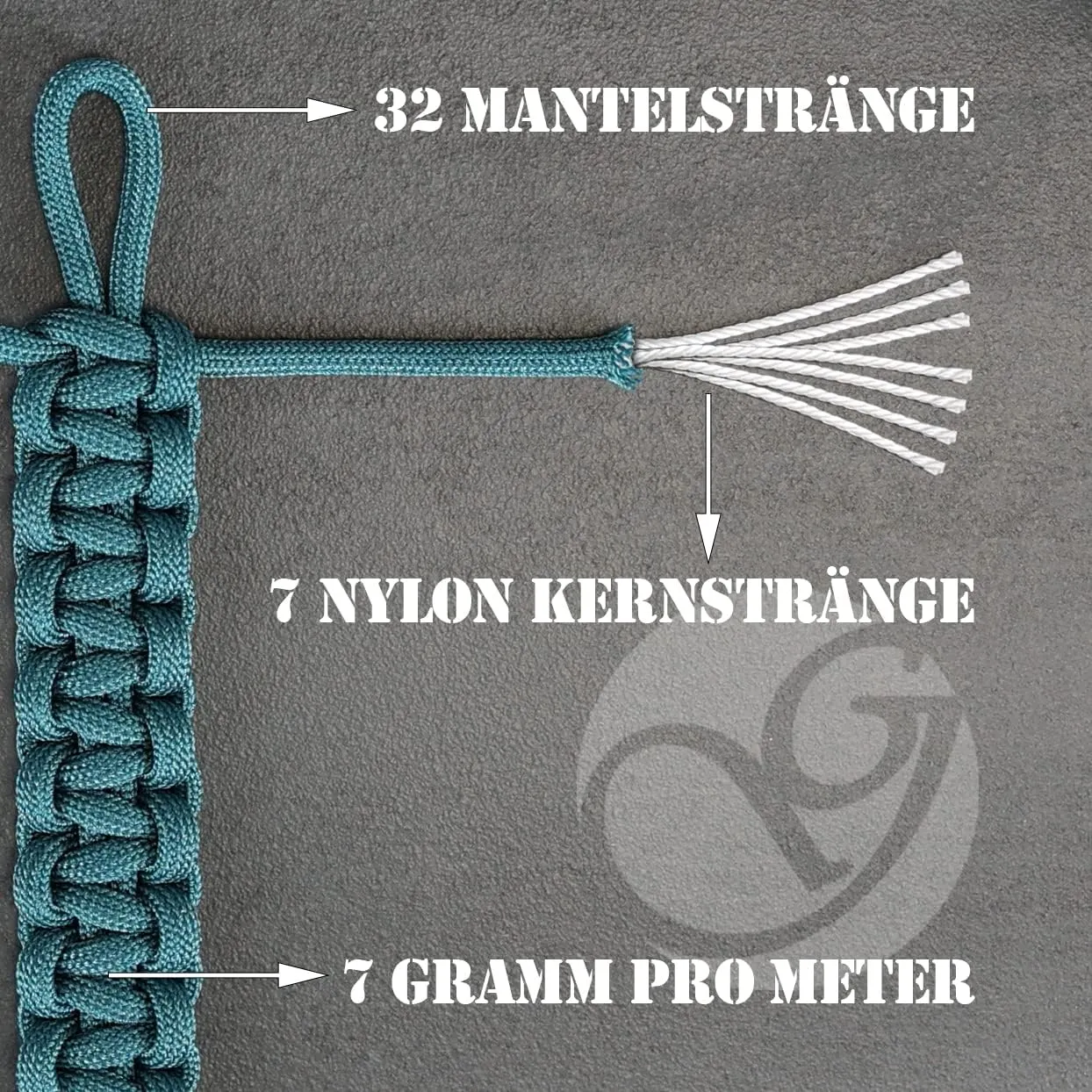 'Universal Survival Rope Made of tear-resistant Parachute Cord/Paracord 550 Core Rope Nylon, 550lbs, Total Length 15 m (50 ft) Black – Ganzoo
