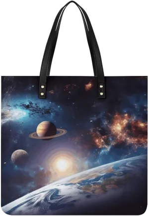 Universe Galaxy Outer Space Large Leather Handbags Women Fashion Handbag Multifunctional Travel Bag It Is A Great Gift for Mothers, Teachers, Friends, Bridesmaids