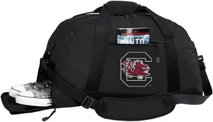 University of South Carolina Gamecocks Black 13in x 23.5in x 13in Nylon Duffel Bag with Waterproof Coating & Shoe Pocket