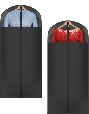 Univivi Long Garment Bags for Hanging Clothes, 54" Dress Bags for Gowns Long for Closet Storage with Large Visible Window for Long Suits, Coats, Dresses, 2 Pack, Black