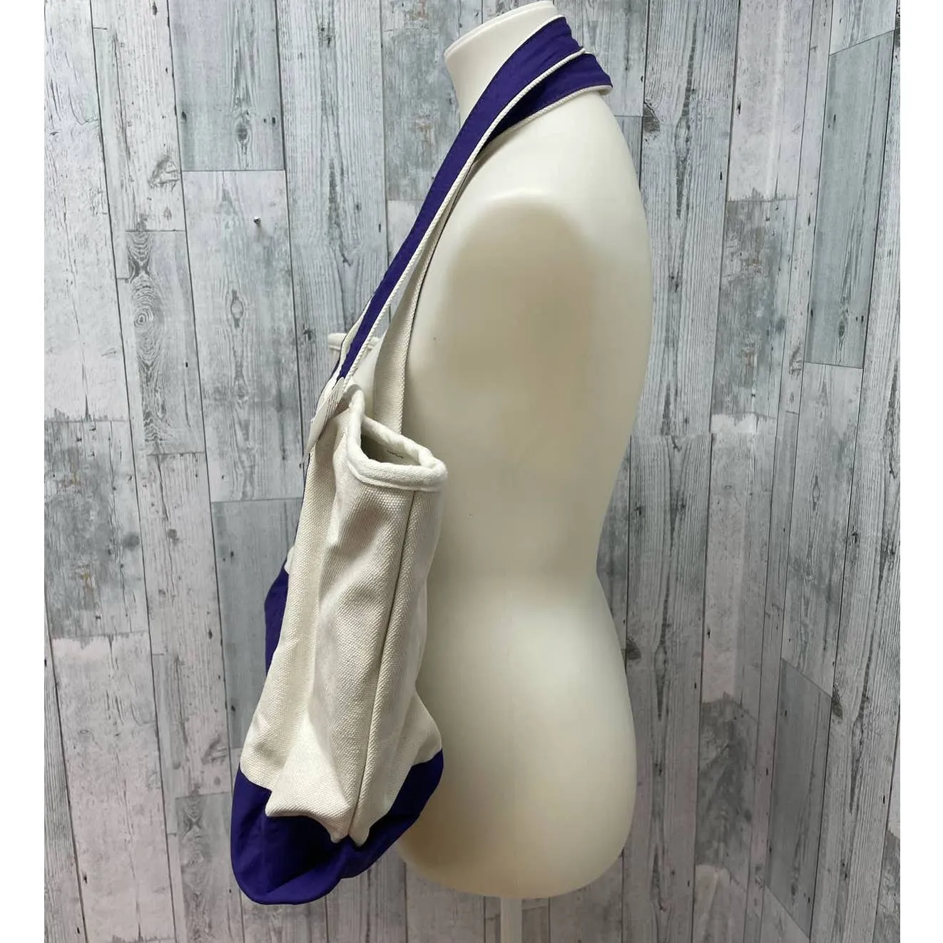 Upcycled Embroidered Purple Rose Full Zip Top Cotton Canvas Tote Bag Pocket