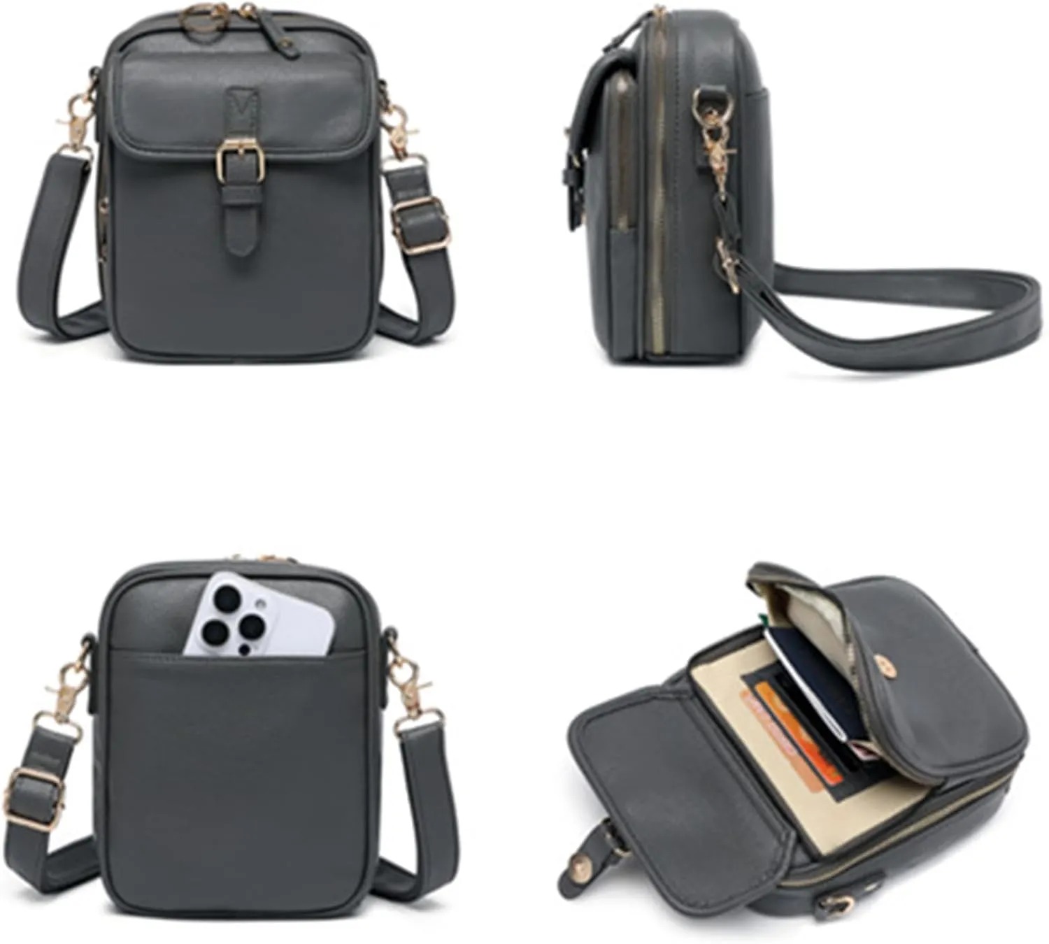 Urvashi Crossbody Bag,Tojoyride Crossbody Leather Bag,4 Colors,2 Large Pockets with Metal Zipper, for Casual Business