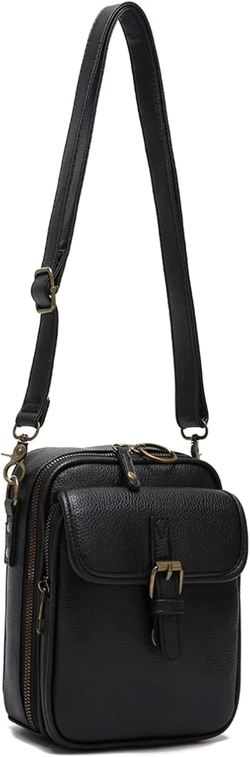 Urvashi Crossbody Bag,Tojoyride Crossbody Leather Bag,4 Colors,2 Large Pockets with Metal Zipper, for Casual Business