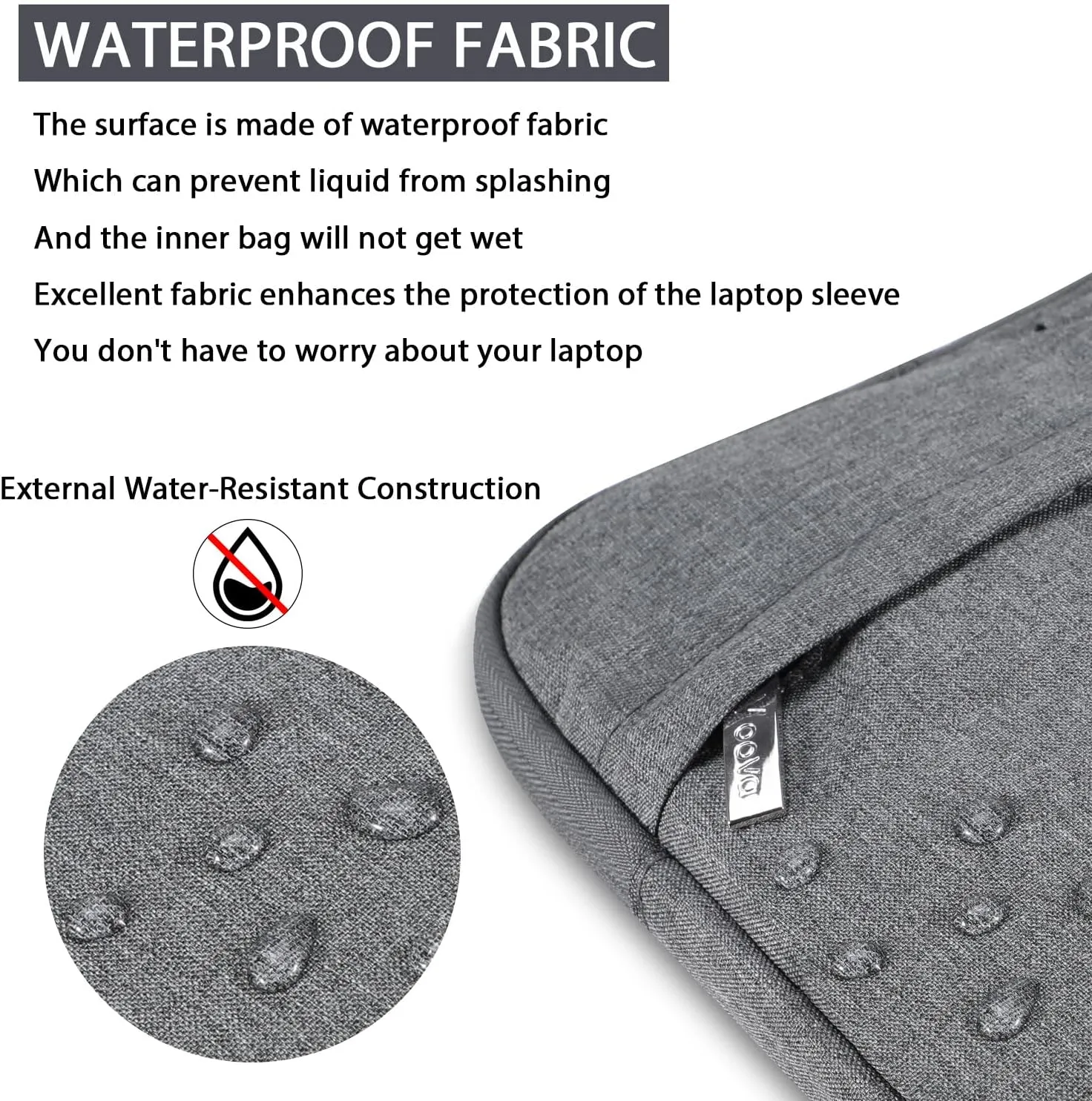 V Voova Laptop Bag 15.6 inch with Shoulder Strap & Handle, Waterproof Laptop Case Sleeve Compatible with 15-16”MacBook Air/Pro, HP Acer Asus Dell Lenovo, Slim Computer Bag for Men Women, Grey