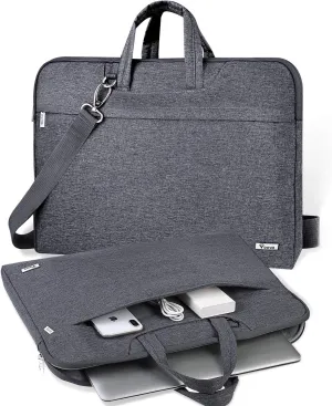 V Voova Laptop Bag 15.6 inch with Shoulder Strap & Handle, Waterproof Laptop Case Sleeve Compatible with 15-16”MacBook Air/Pro, HP Acer Asus Dell Lenovo, Slim Computer Bag for Men Women, Grey