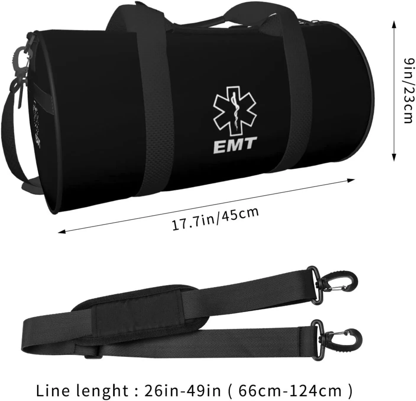 V2 Emt Emergency Medical Technician 911 Travel Luggage Duffel Bag Sports Rolling Foldable Duffel Bag, Black