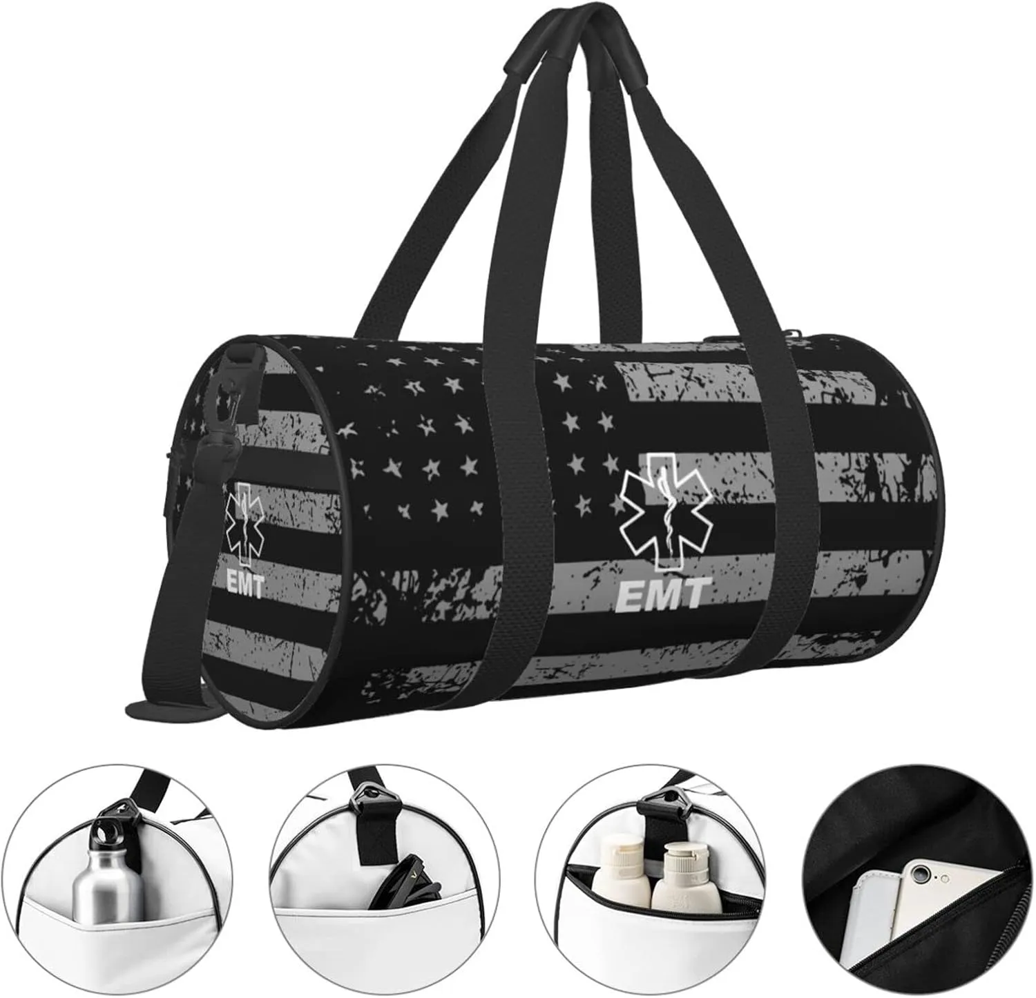 V2 Emt Emergency Medical Technician 911 Travel Luggage Duffel Bag Sports Rolling Foldable Duffel Bag, Black
