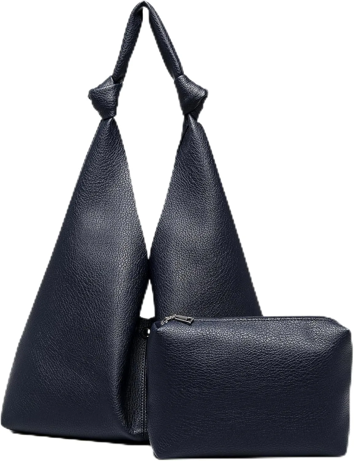 Vegan Leather Hobo Purses set, Slouchy Shoulder Bag Knotted Hobo Bags for Women with a small purse