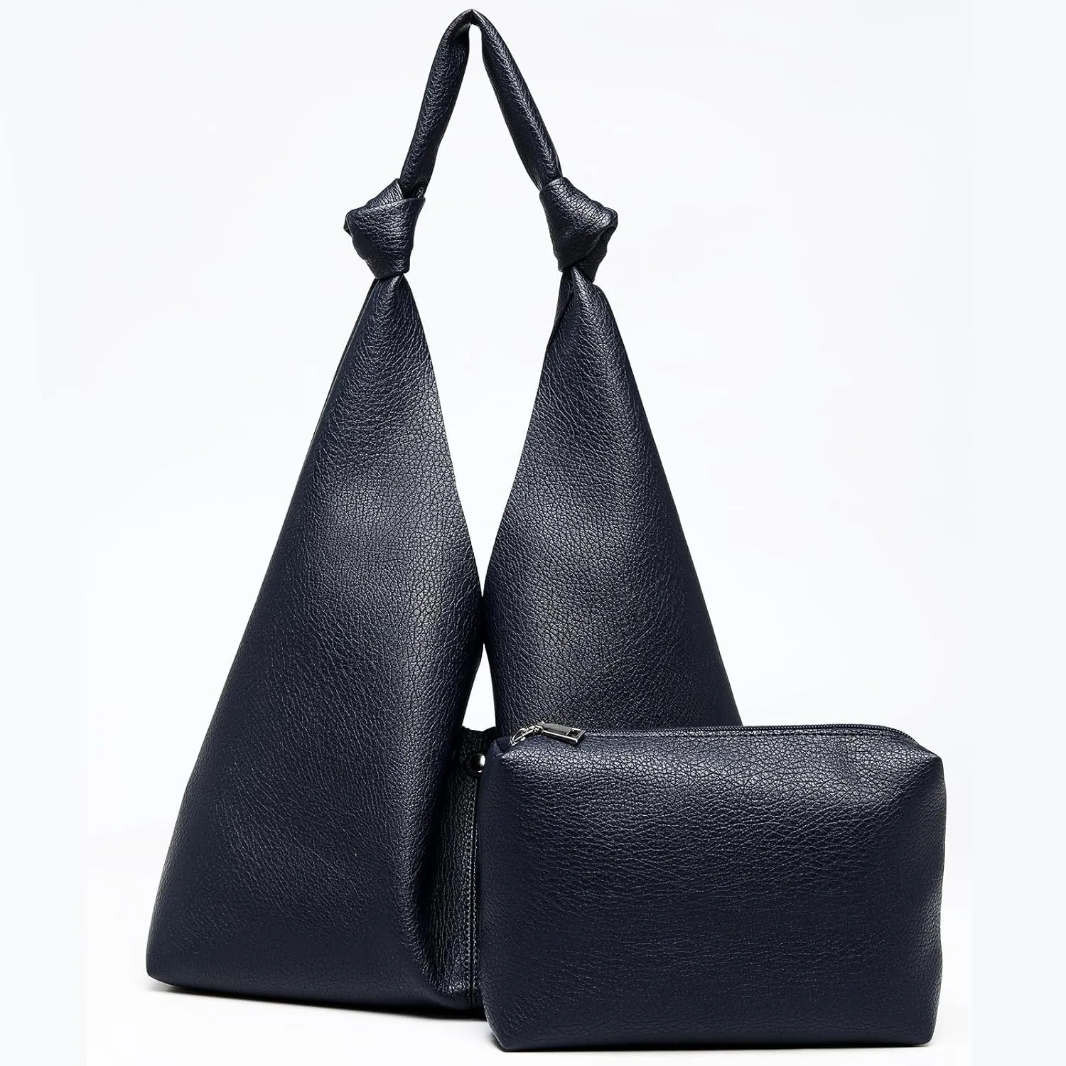 Vegan Leather Hobo Purses set, Slouchy Shoulder Bag Knotted Hobo Bags for Women with a small purse