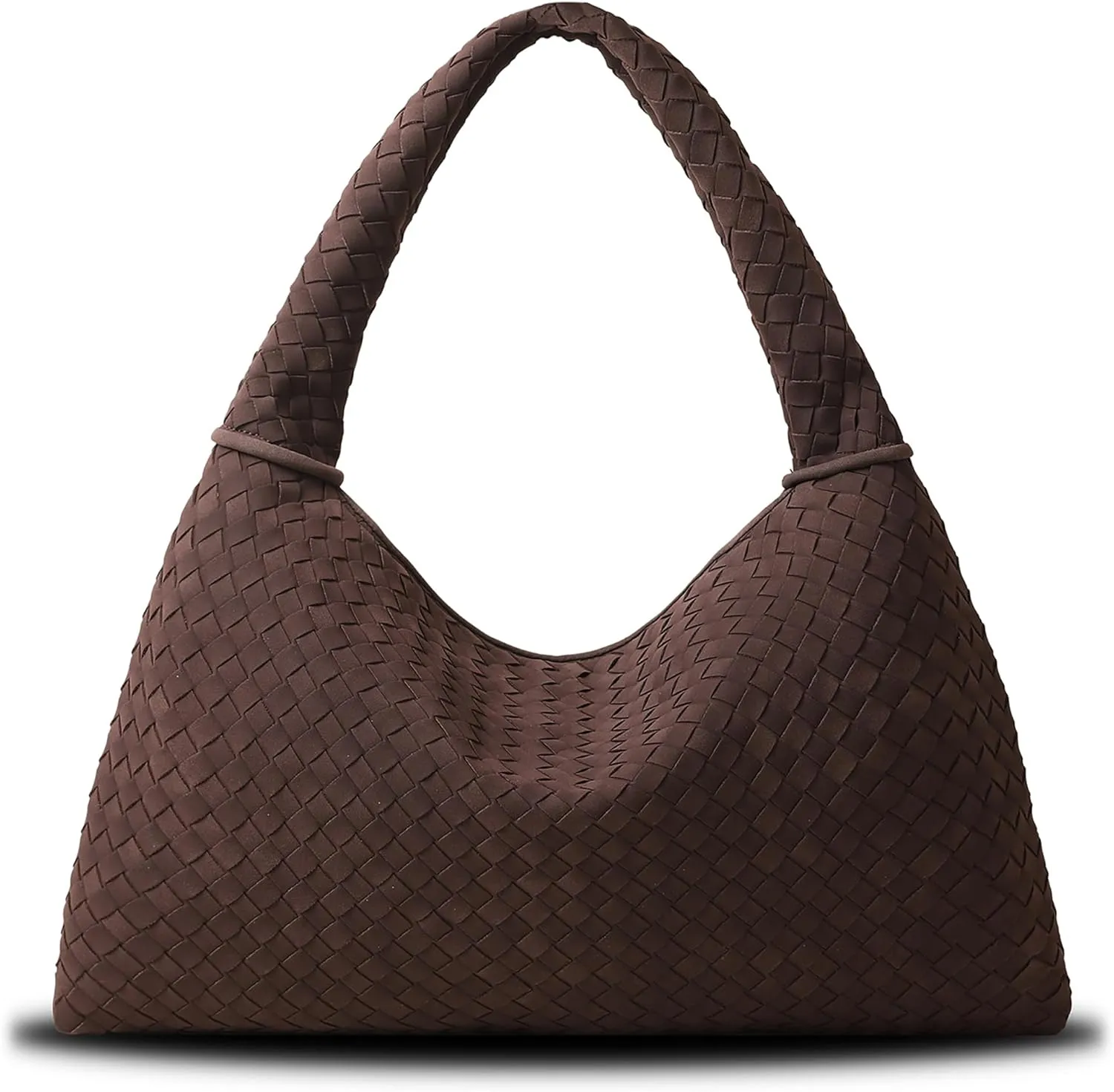 Vegan Leather Woven Tote, Vintage Suede Hobo, Suede Woven Purse, Large Leather Shoulder Bag Braided Hobo