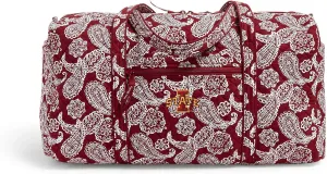 Vera Bradley Women's Cotton Collegiate Large Travel Duffle Bag (Multiple Teams Available), Iowa State University Cardinal/White Bandana, One Size