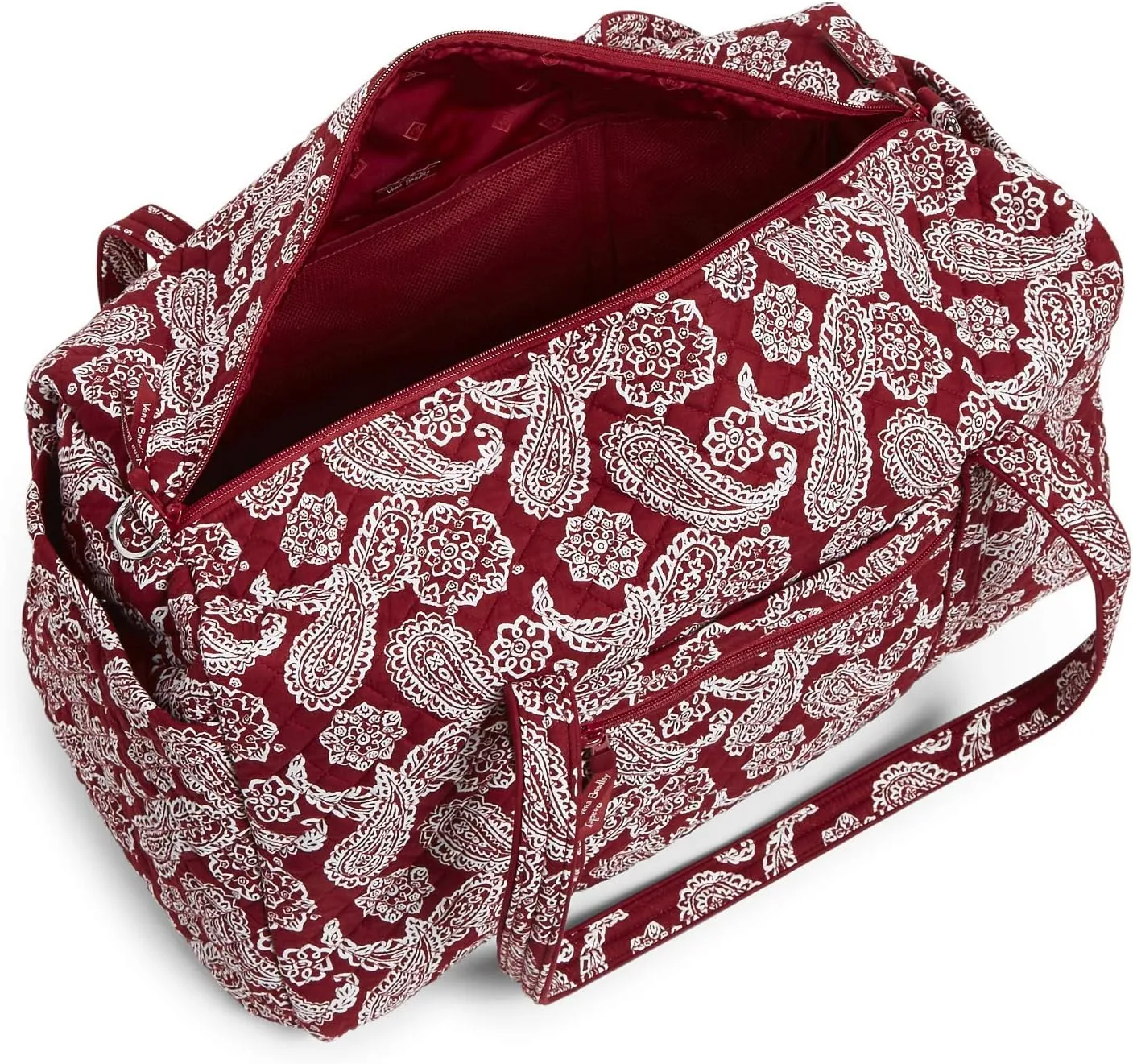 Vera Bradley Women's Cotton Collegiate Large Travel Duffle Bag (Multiple Teams Available), Iowa State University Cardinal/White Bandana, One Size