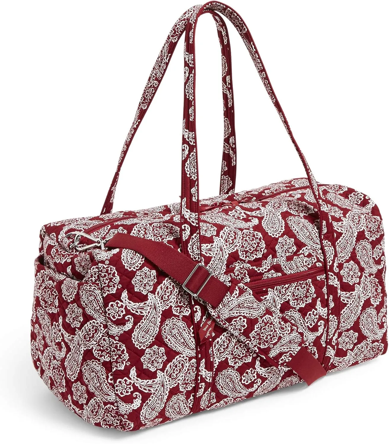 Vera Bradley Women's Cotton Collegiate Large Travel Duffle Bag (Multiple Teams Available), Iowa State University Cardinal/White Bandana, One Size
