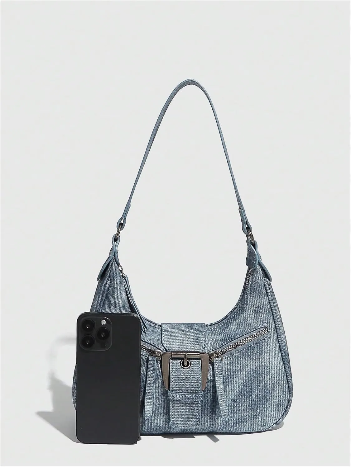 Verdusa Women's Hobo PU Leather Clutch Shoulder Bags Buckle Zipper Vintage Handbags