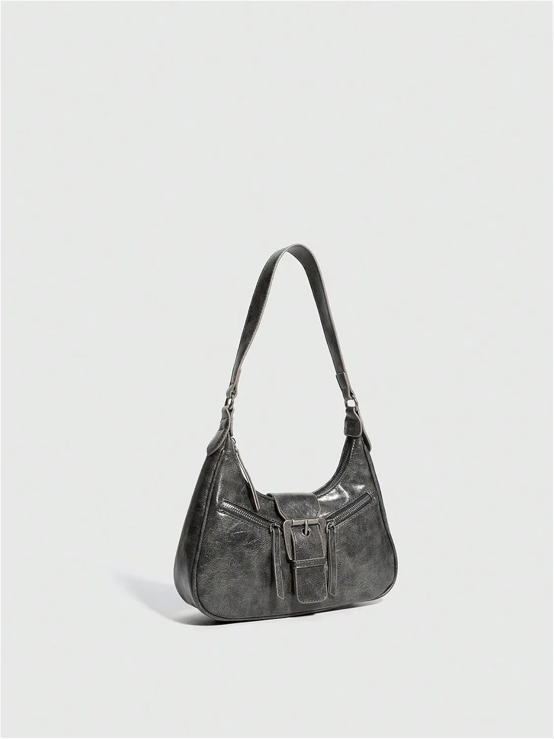 Verdusa Women's Hobo PU Leather Clutch Shoulder Bags Buckle Zipper Vintage Handbags