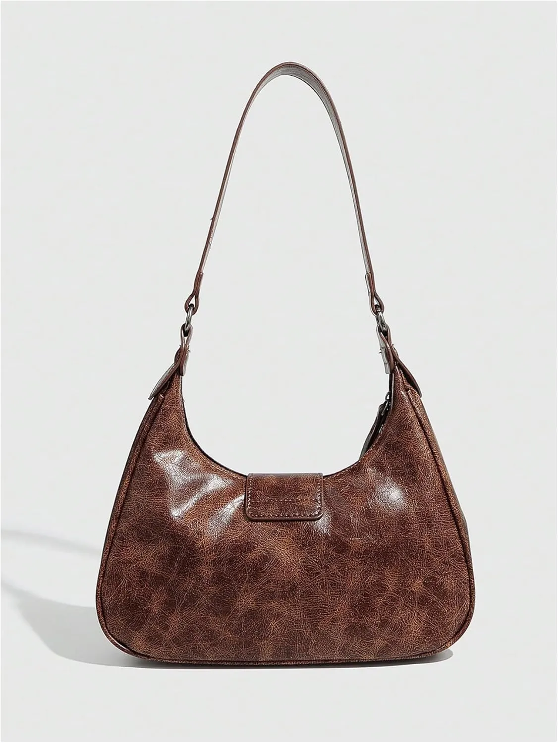 Verdusa Women's Hobo PU Leather Clutch Shoulder Bags Buckle Zipper Vintage Handbags