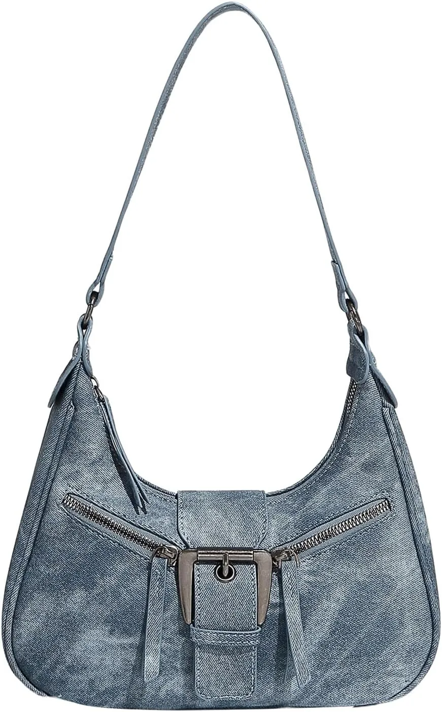 Verdusa Women's Hobo PU Leather Clutch Shoulder Bags Buckle Zipper Vintage Handbags
