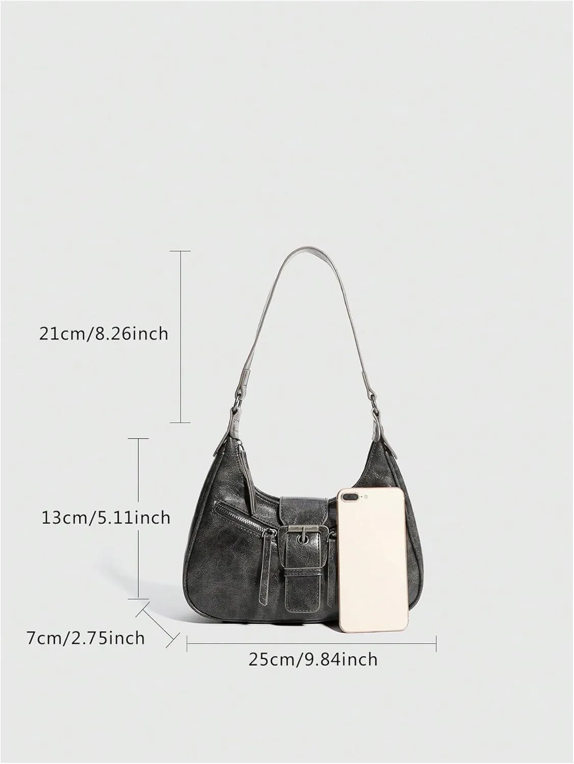 Verdusa Women's Hobo PU Leather Clutch Shoulder Bags Buckle Zipper Vintage Handbags