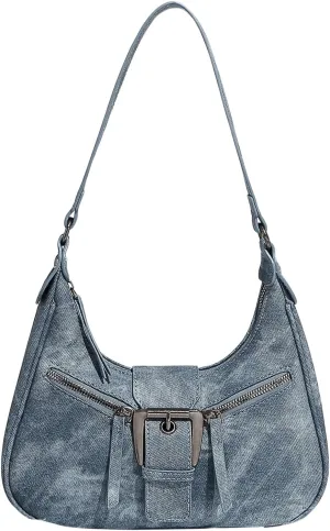 Verdusa Women's Hobo PU Leather Clutch Shoulder Bags Buckle Zipper Vintage Handbags