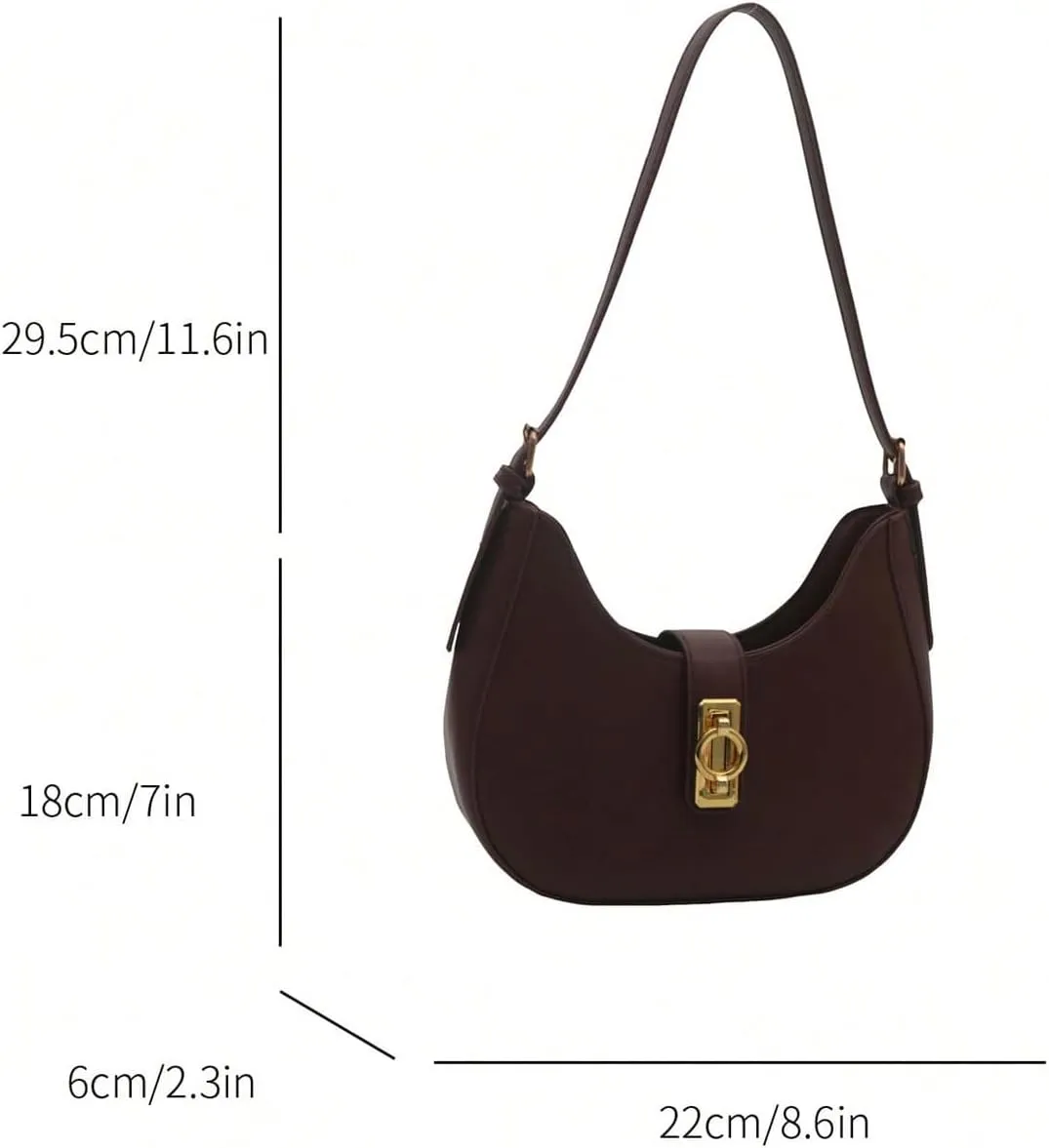 Verdusa Women's PU Leather Hobo Bag Small Purse Zipper Top Handle Bag Crescent Shoulder Bag
