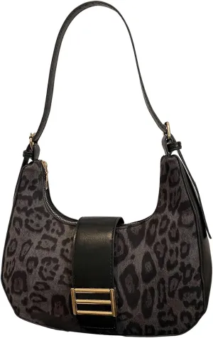 Verdusa Women's PU Leather Hobo Bag Small Purse Zipper Top Handle Bag Crescent Shoulder Bag