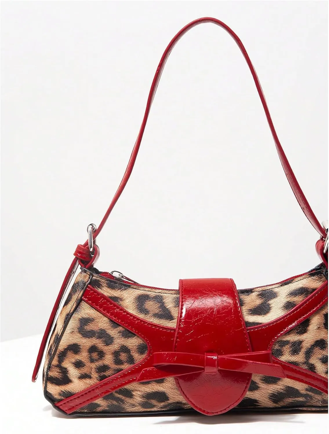 Verdusa Women's PU Leather Shoulder Bag Buckle Top Handle Underarm Bag Bow Vintage Handbags