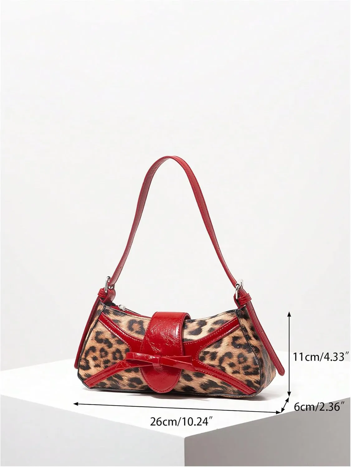 Verdusa Women's PU Leather Shoulder Bag Buckle Top Handle Underarm Bag Bow Vintage Handbags