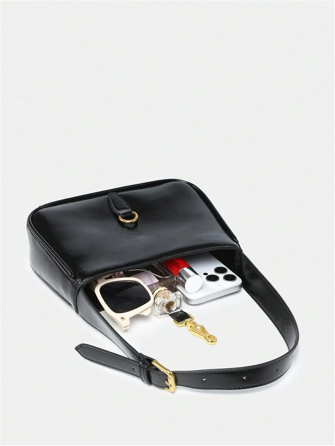 Verdusa Women's Vintage PU Leather Underarm Shoulder Bag Metal Buckle Square Handbags